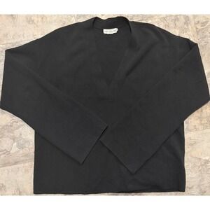 Good American Black Knit V-Neck Sweater Pullover Women's S/M Cozy Chic